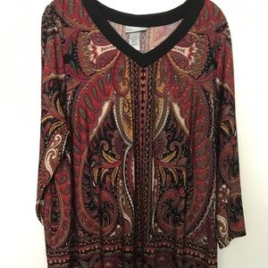Longer Richly colored tunic in Black/reds/golds